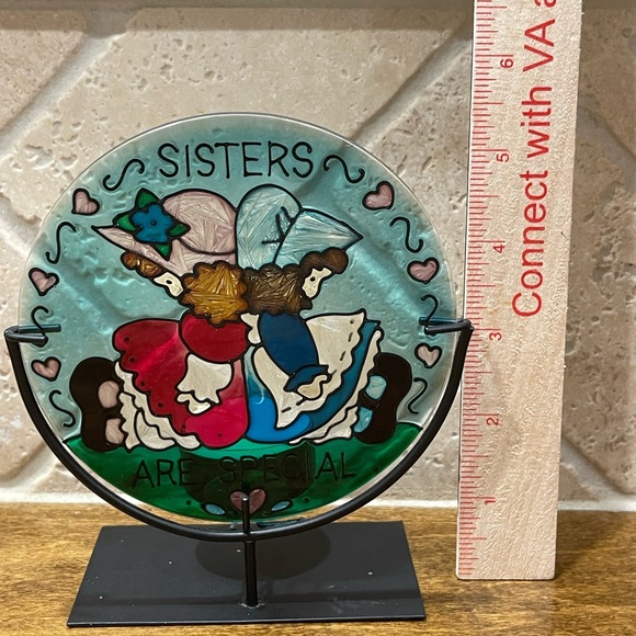 Vintage Round Stained Glass hand painted candle stand - Picture 7 of 8